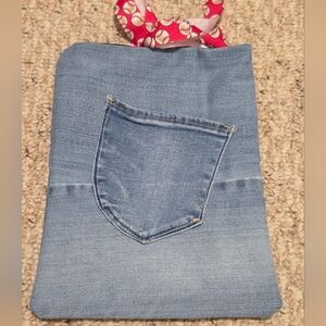 Upcycled Denim Book Sleeve With Front And Back Pockets